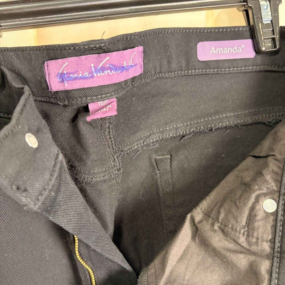 Gloria Vanderbilt Amanda Jeans Womens 16P 16 Petite Black High Rise Tapered